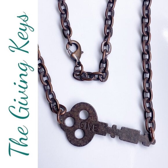 THE GIVING KEYS Hand Stamped GIVE Key in Copper Tone With 22โ Chain - Picture 5 of 7